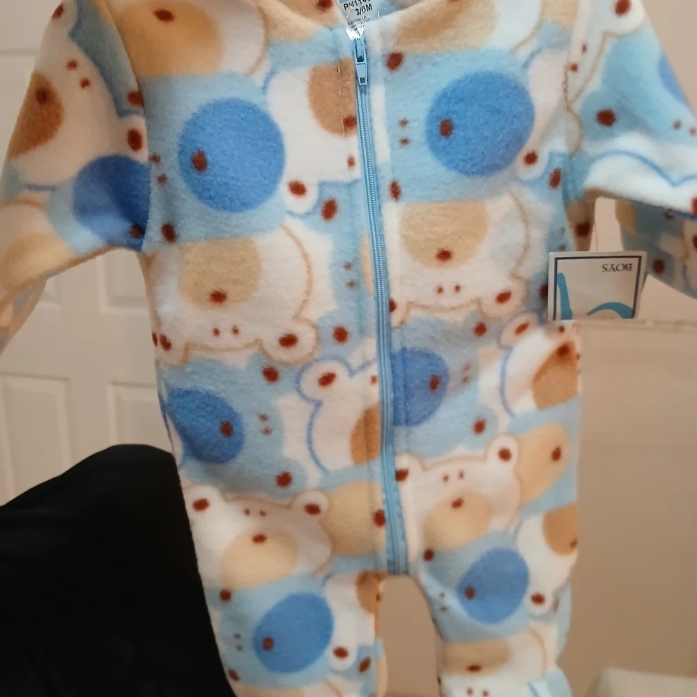 Carter's Blue and Cream Patterned Footie